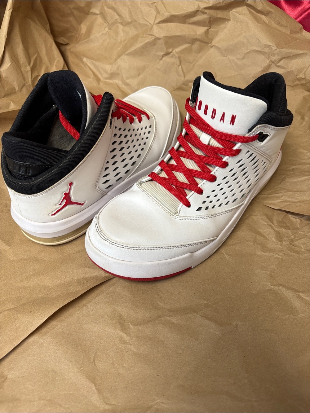 Jordan Men’s White, Red & Black Mid-Top Sneakers